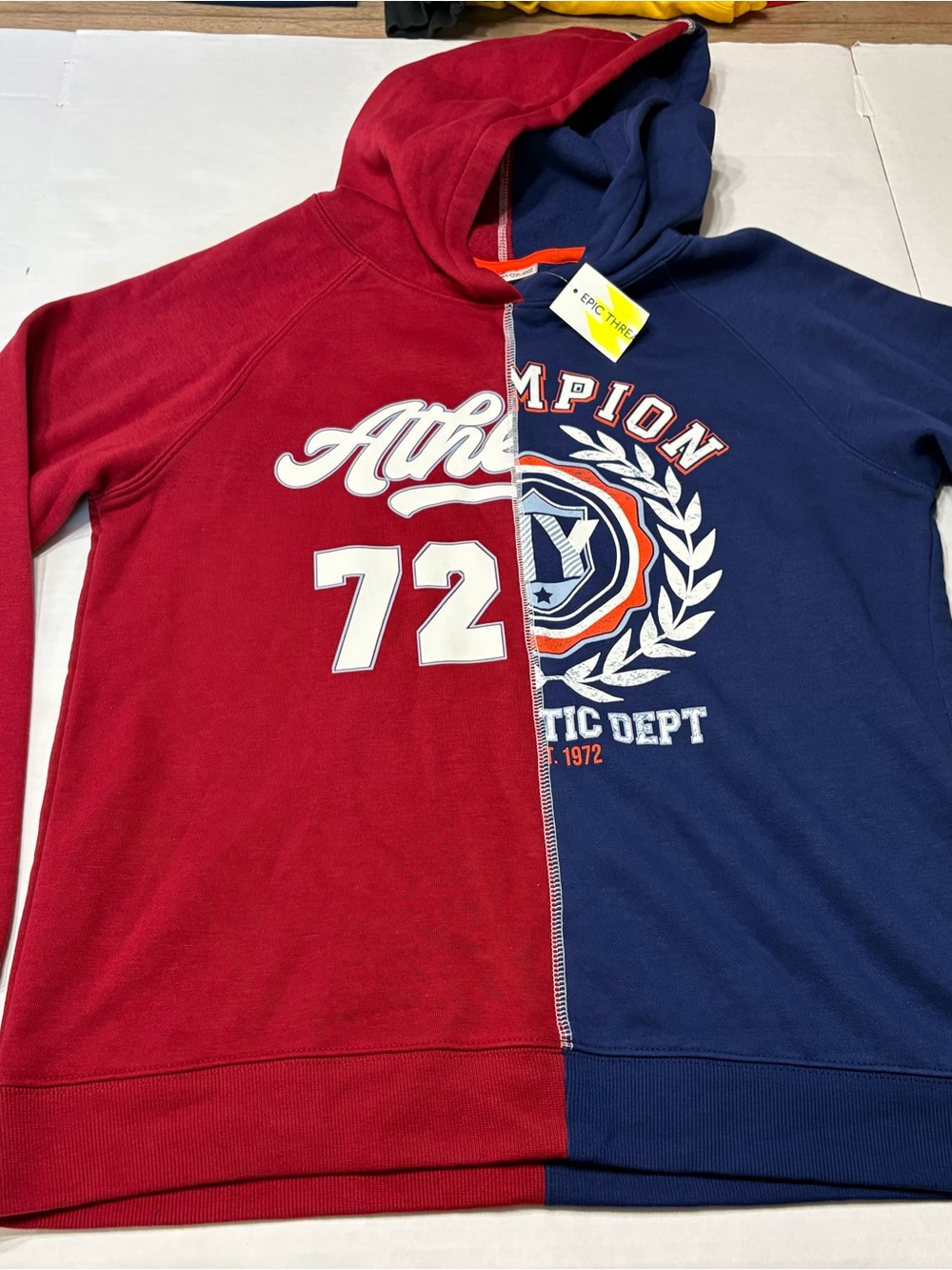 Epic Threads Red & Navy Split Athletic Hoodie